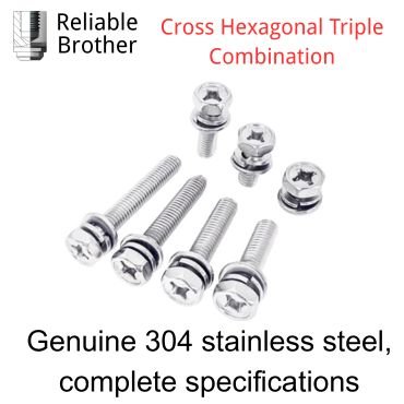 304 Stainless Steel Cross Hexagon Socket Triple Combination Screws